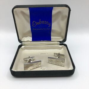 VINTAGE Embassy Men's Cufflinks Set Original Box 1960's Mod MCM